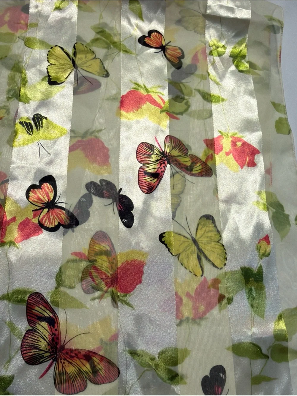 Vintage Lot of 3 Butterfly & Bugs Print Scarves Silk & Polyester 1 New